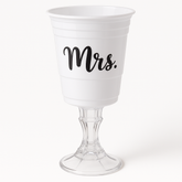 "Mrs." White Party Cup with Stand, 15oz - Fun Wedding Drinkware